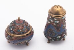 A Chinese champleve cloisonne pepper and