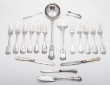 A mixed group of silver and silver plate