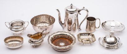 A mixed group of silver plate including;