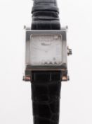 Chopard a stainless-steel Happy Sport wristwatch with diamonds and sapphire the cushion-shaped dial