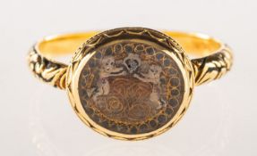An antique 'Stuart crystal' memento mori mourning ring, (possibly 17th/18th century),