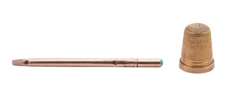 A George V 9ct gold thimble, by James Swann & Son, Birmingham 1920,