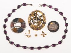 A mixed group of jewellery, including an antique circular Scottish brooch, (possibly Victorian),