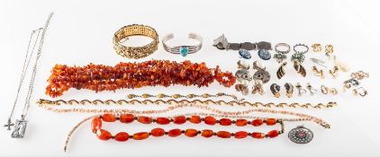 A mixed group of costume, silver and other jewellery,