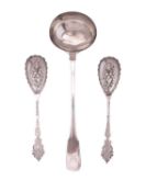 A George III silver soup ladle, Fiddle pattern, crested, by Richard Turner, London 1812,