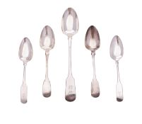 A William IV West-Country provincial silver basting/ serving spoon, Fiddle pattern,