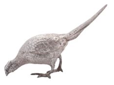 An Elizabeth II cast silver figure of a bird,