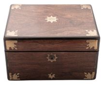 A Victorian brass bound rosewood dressing case,