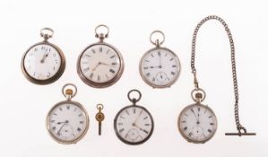 Six silver pocket watches Bolland,