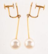 A pair of pearl drop earrings, a pair of screw back earrings,