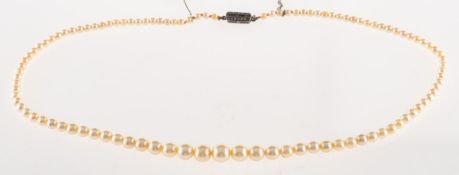 A string of graduated cultured pearls, pearls measuring approx. 2.9mm to 7.