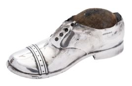 An Edwardian novelty silver mounted wooden pin cushion,