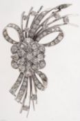 A diamond flower spray brooch, of flowerhead,