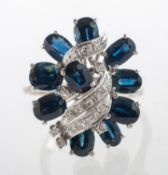 A sapphire and diamond cocktail ring,