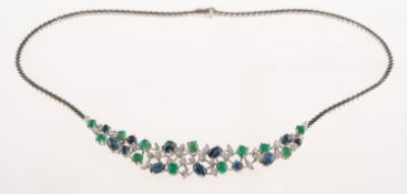 A diamond, sapphire and emerald 'tutti fruitti' choker necklace,
