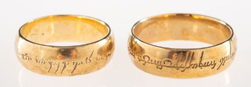 Two 9ct gold Elvish love rings, two 9ct gold Elvish love rings,