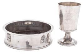 Commemorative silver:- An Elizabeth II limited edition goblet, tapering circular form,