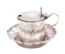 A Victorian silver mustard pot, circular form,