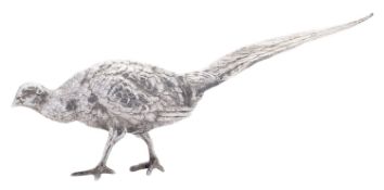 A 20th century Dutch silver figure of a bird, in the form of a standing cock pheasant,
