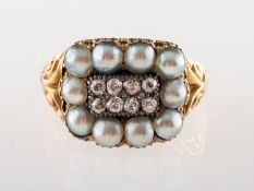 A Georgian pearl and diamond mourning ring,