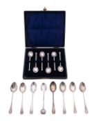 A George V cased set of six silver tea/ coffee spoons, contained in original fitted box,