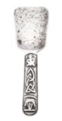 A modern Scottish silver caddy spoon, Iona Celtic pattern, by Celtic Art Industries post 1946; 3.