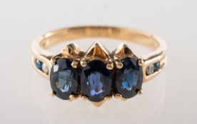 A 9ct gold sapphire and diamond ring,