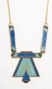 Askel Holmsen - An Art Deco guilloche necklace by Askel Holmsen, one other necklace and a brooch,