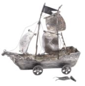 An early 20th century continental silver model of a nef,