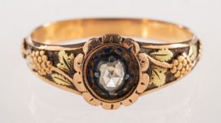 An antique rose-cut diamond and enamel ring, (possibly late Georgian/early Victorian),