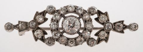An antique diamond brooch, (possibly late Victorian/early 20th century),