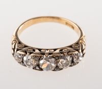 An antique five stone diamond ring, Victorian or possibly early 20th century,