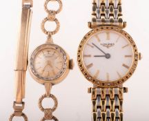 Longines a lady's La Grande Classique gold-plated and steel wristwatch the round cream dial having
