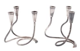 A mid 20th century Danish silver three-light candelabrum,