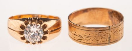 A paste stone set ring, a ring claw set with a circular-cut white paste stone, unmarked, size K1/2,