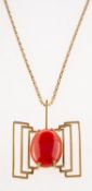 A coral pendant with chain,