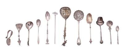 A mixed lot of continental & North-American silver flatware, a Danish spoon, a child's spoon,
