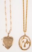 Two antique necklaces, including an oval openwork snowdrop designed pendant set with seed pearls,