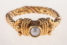 Clogau - A 9ct Welsh gold and pearl ring,