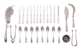 19th century Austrian silver flatware and cutlery, to include a set of eight grapefruit spoons,