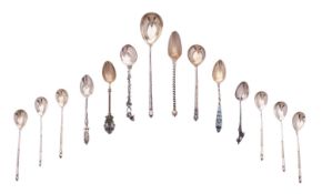A set of six late 19th century Russian parcel-gilt lemon tea spoons,