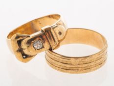 Two 9ct gold rings, including a 1960's 9ct gold buckle ring,
