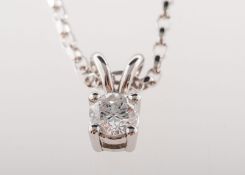 A diamond pendant and chain, the pendant, claw set with a brilliant-cut diamond, diamond approx. 0.