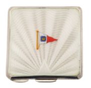 An Edward VIII silver & enamel compact, of canted square form,