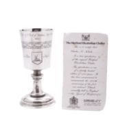 A modern limited edition cased silver goblet,
