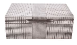 An Edward VIII silver cigarette box, rectangular form, with engine-turned and incised decoration,