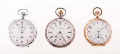 Waltham Watch Co a silver open-faced pocket watch having a white enamel dial with black Roman