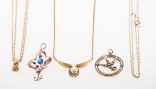 A mixed group of jewellery, including two antique pendants,