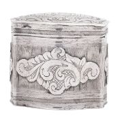 A 19th century Dutch silver box, of shaped rectangular form, with corded borders,