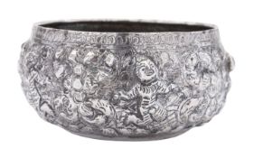 A late 19th/ early 20th century Burmese rice bowl, circular form,